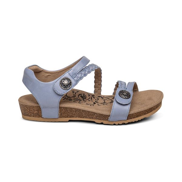 Aetrex Women's Jillian Braided Quarter Strap Sandals Blue Sandals UK 6579-818